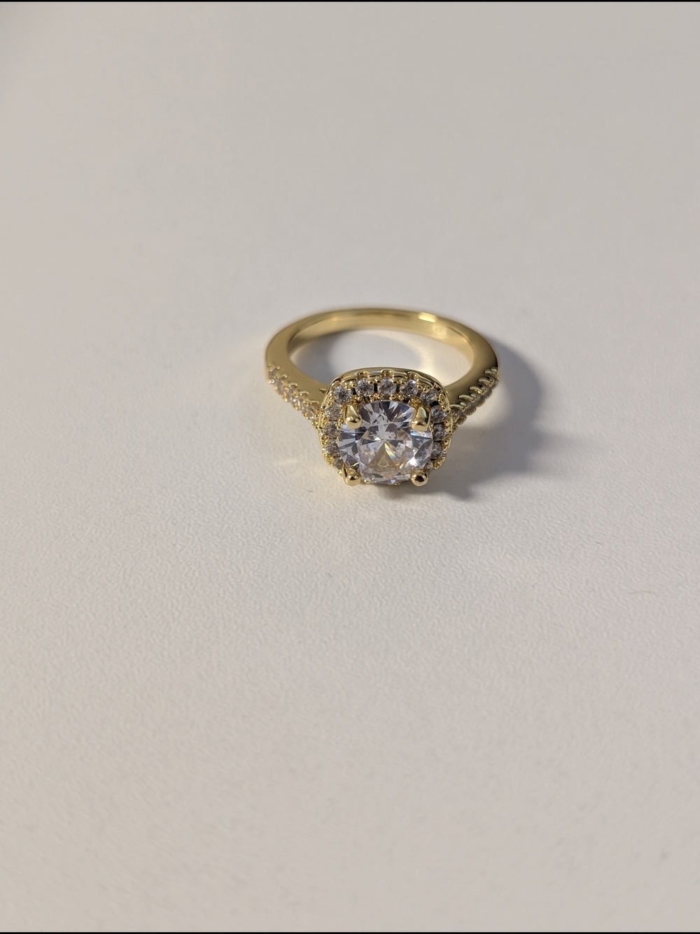 Stunning Rhodium Plated Solitaire Ring with Clear Center Stone